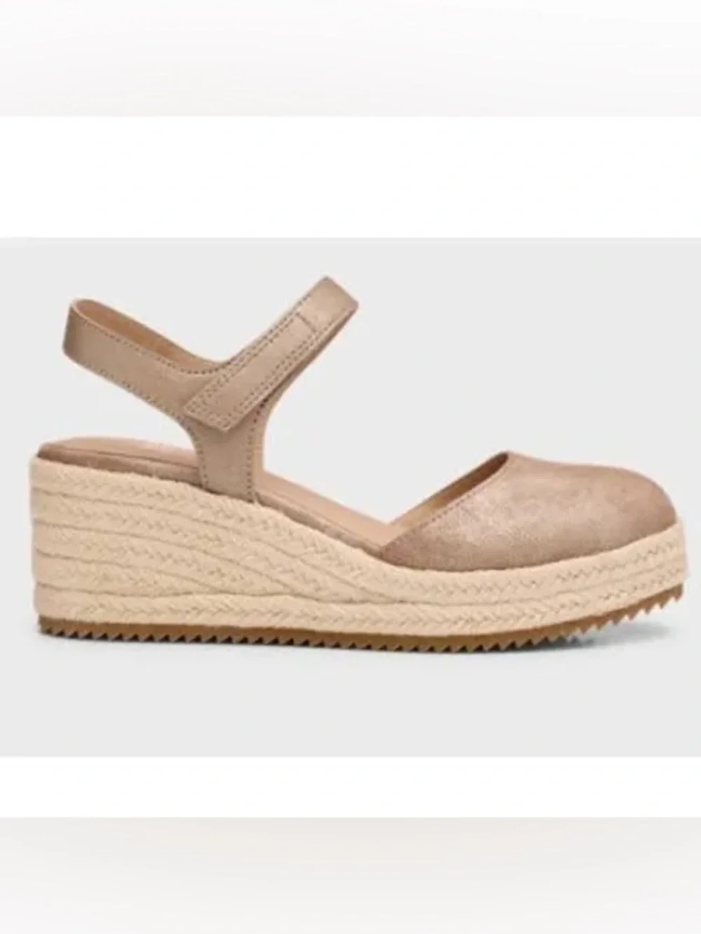 Eileen Fisher Nessa espadrille wedge sandals in tan suede